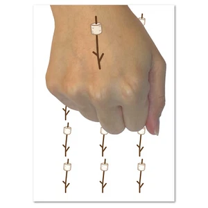 Marshmallow on a Stick S'mores Camping Doodle Temporary Tattoo Set - Picture 1 of 7
