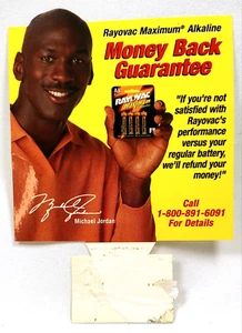 Vintage Michael Jordan Rayovac Store Display Advertising Piece 4" x 4" - Picture 1 of 3