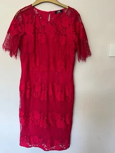 wallis red lace dress, fully lined size 12 - Picture 1 of 5