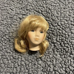 VTG Small Porcelain Doll Head Parts Restore For 12” Dolls Blonde Hair Blue Eyes - Picture 1 of 9