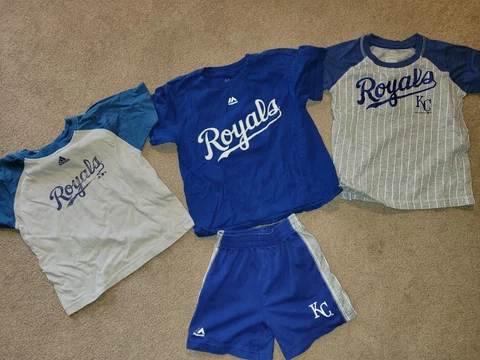 Kansas City Royals Boys Youth LOT Shirt T-shirt Shorts sz 4/5 XS Small Cover