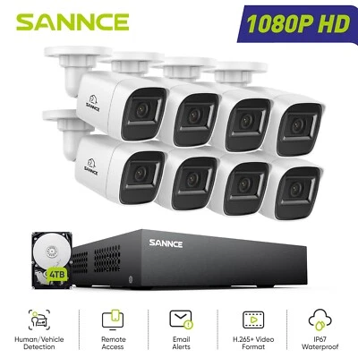 Sistema de cámara de seguridad SANNCE 1080P 5 EN 1 8 CANALES DVR CCTV exterior IA detección humana Foto 1 de 4