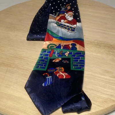 Steven Harris Handmade Santa Chimney Fireplace Gifts Christmas Tie - Image 1 of 4