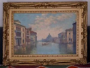 Vintage Oil Painting of Venice Canal – Signed 24" x 32" Late 19th / Early 20th - Picture 1 of 10