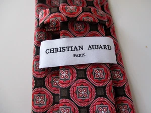 Christian Aujard Paris 100% Polyester Men’s Neck Tie Red Black Geometric - Picture 1 of 5