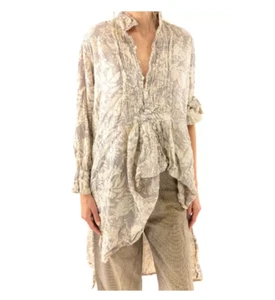 MAGNOLIA PEARL Cordelia Night Tunic Shirt One Size Beige Oversized Lagenlook - Picture 1 of 9