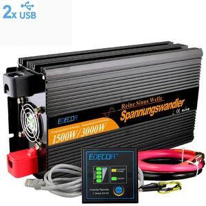 EDECOA Inverter 12V 220V Onda Sinusoidale Pura 1500W 3000W Convertitore 2.1A USB - Foto 1 di 9
