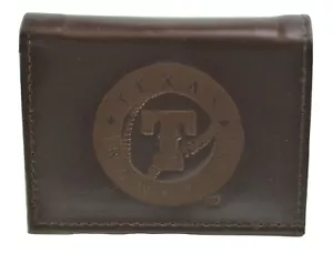 Texas Rangers Officially Licensed MLB Brown Leather Tri Fold Wallet - Picture 1 of 3