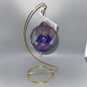 Glass Eye Studio Hand Blown ornament Purple Iridescent, Syrah Twist Helen’s Ash - Picture 1 of 7