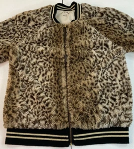 Art Class Girls (Kids) Faux Fur Leopard Zip-Up Jacket Size L (10/12) - Picture 1 of 12