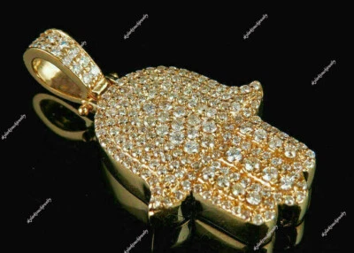 Круглый ручной кулон-амулет из созданного в лаборатории бриллианта Хамса отделка розовым золотом 14 карат 3 карата - Изображение 1 из 3