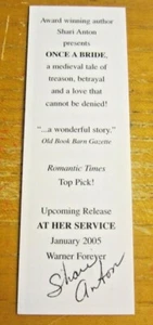 Shari Anton Romance Author Autographed Signed 2X6 Bookmark "Once A Bride" - Picture 1 of 3