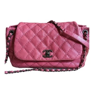 CHANEL Authentic Wild Stitch Pink Quilted Leather Large Single Flap Bag - Picture 1 of 14