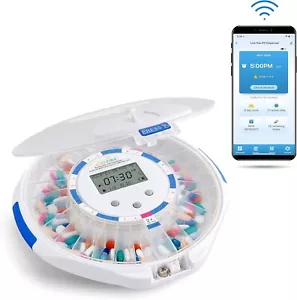 Smart WiFi Automatic Pill Dispenser Frosted Lid, 28-Day Medication Organizer - Picture 1 of 9