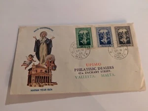 Vintage FDC First Day Cover Malta Marian Year Dogma Immaculate Conception 1954 - Picture 1 of 2