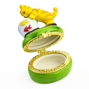Hand Painted Ceramic Storage Jewelry Box Creative Home Art Decor Crafts Cute Cat - Picture 1 of 8