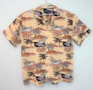 Vintage Newport Blue size LG Sportfish Yacht Boating Hawaiian Button Down Shirt - Picture 1 of 12