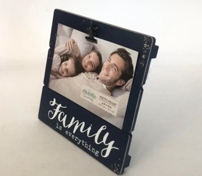 Clip de tablón de madera marco de fotos familiar decoración con soporte para foto4x6", AZUL MARINO Foto 1 de 4