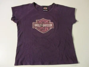 HARLEY DAVIDSON MOTORCYCLES LOGO BUFFALO NY THICK HEAVY PURPLE SHIRT- WOMEN MED - Picture 1 of 7