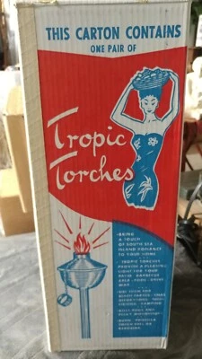 Vintage Mid Century Tropic Torches Tiki Torches Metal  USA Made 2 Pack MCM NEW - Image 1 of 3