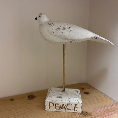 Figura Paloma Blanca Paz Decoración de Mesa Letras Doradas en Relieve Foto 1 de 4