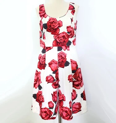 Vestido WHITE HOUSE BLACK MARKET Blanco Gris Rojo Rosa Floral Rosa Sin Mangas Talla 1 Foto 1 de 4