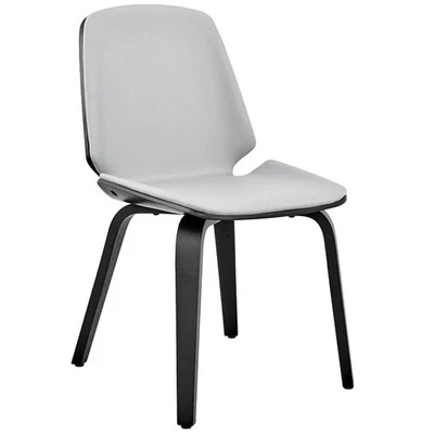 Armen Living Brinley 18" Faux Leather Dining Room Accent Chair in Gray/Black - Image 1 of 4