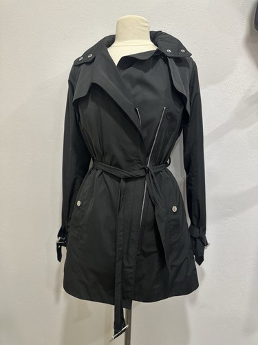 Michael Kors Trench Cappotto Nero Doppiopetto con Cintura Taglia S