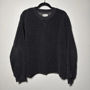 American Eagle Pullover Damen XL Teddy Sherpa Crop kastig grau Rundhals - Bild 1 von 4