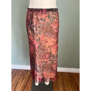 Romwe Women’s Vintage Floral Multi Colored Long Bodycon 90’s Skirt Large Mesh - Picture 1 of 4