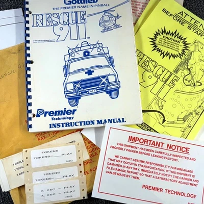 Gottlieb Premier Rescue 911 Pinball Machine Manual Schematics PACKET ORIGINAL - Image 1 of 4