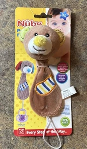 Porta chupetes de felpa Nuby clip oso sin BPA nuevo bebé 3+ meses - Imagen 1 de 7