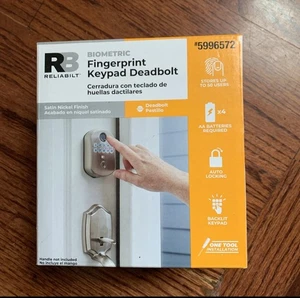 Reliabilt Fingerprint Deadbolt Door Lock BackLit Keypad Satin Nickel 2 Keys NEW - Picture 1 of 1