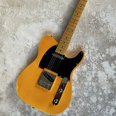 Custom Yellow TL Relic Electric Guitar Maple Fingerboard S Pickups Fixed Bridge  - Image 1 of 4