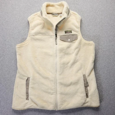 Chaleco polar LL Bean para hombre L blanco crema Sherpa bolsillos con cremallera exterior cálido papá ligero Foto 1 de 4