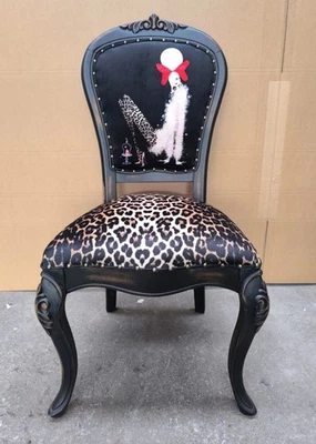 Casa Padrino luxe baroque chaise de salle à manger léopard / noir meuble de salle à manger - Photo 1/3