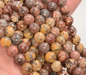 Natural Leopard Skin Jasper 8 MM Round Smooth Beads Strand 15.5" For Jewelry - Picture 1 of 3