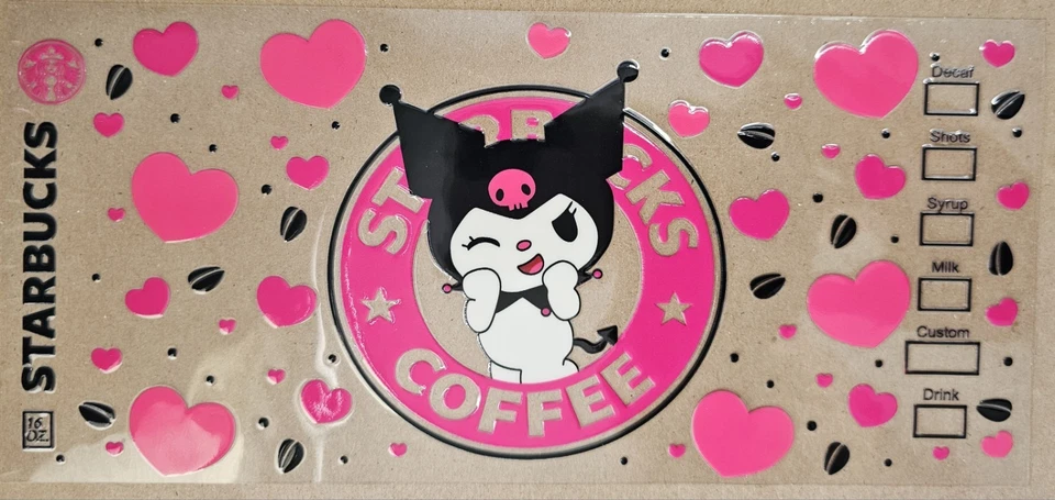 Hello Kitty Kuromi розовый кофе УФ DTF чашка передачи обертки - Изображение 1 из 1