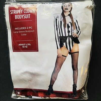 Sexy Disfraz de Halloween de Payaso a Rayas para Mujer Talla L/XL (10-12) NUEVO Foto 1 de 4
