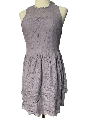 Vestido Vaina Xhilaration Encaje Superpuesto Cuello Alto Niñas Pequeño Púrpura Sin Mangas Foto 1 de 4