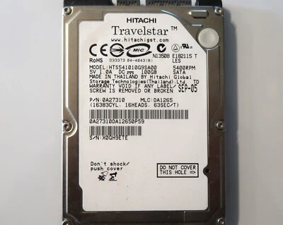 Hitachi HTS541010G9SA00 0A27310 DA1265 Thailand 2.5" 100gb Sata HDD SEP-05 - Image 1 of 2