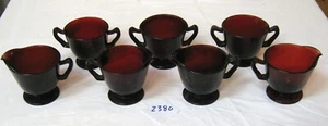 Vintage Anchor Hocking Ruby Red Sugar Creamer Lot of 3 Sets - PLUS - Bild 1 von 3