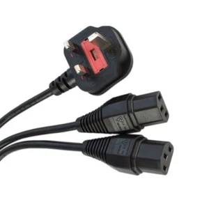 2m Y Splitter Power Cable Dual C13 Kettle Lead PC Monitor TV Mixer UK Plug - Picture 1 of 1