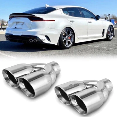 双排气尖 2.5 英寸 3.5 英寸输出 9.5 英寸双壁不锈钢适用于起亚 Stinger GT — 第 1/4 张图片