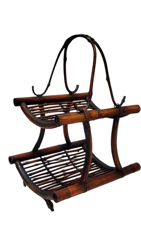 Burnt Bamboo Pencil Reed Magazine Towels Basket or Fruit Basket? With Handle Cover