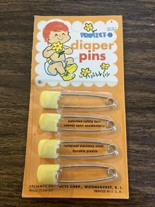 Alfileres de pañales de colección nuevos en caja productos Protect-o Reliance publicidad NUK 4 pines - Imagen 1 de 5