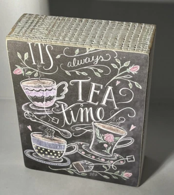It's Always Tea Time Chalkboard Wooden Box Sign Designs by Kathy - Image 1 of 4