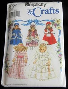 Vintage 1993 Simplicity 8957 Clothes Pattern for 16" & 18" Collector Dolls Uncut - Picture 1 of 3