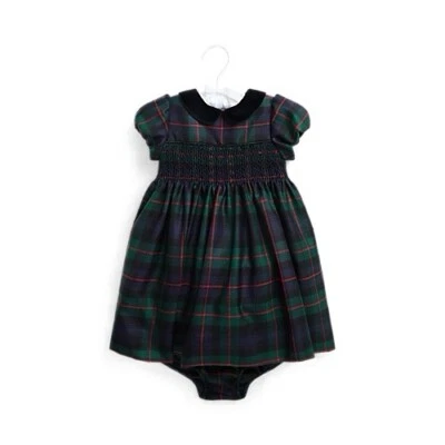 Polo Ralph Lauren Baby Plaid Hand-Smocked Wool Dress & Bloomer 2pc Set 12 Months - Image 1 of 4