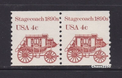 Scott #2228 Stagecoach 1890s - Transportation Series 4c (Coil PAIR) 1982 MNH - Image 1 of 2